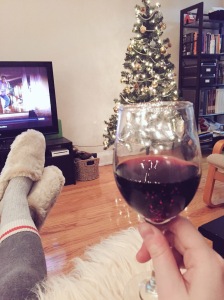 Christmas Decorating Break Time Wine and Movies Christmas Tree Red Wine Ornament Xmas | Amanda Kayla Liberty Blog